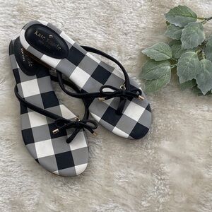 Kate Spade Monochrome Checkered Sandals with Bow
